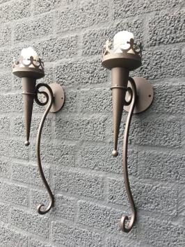 Torches de château classiques – fer forgé – marron – lot de 2